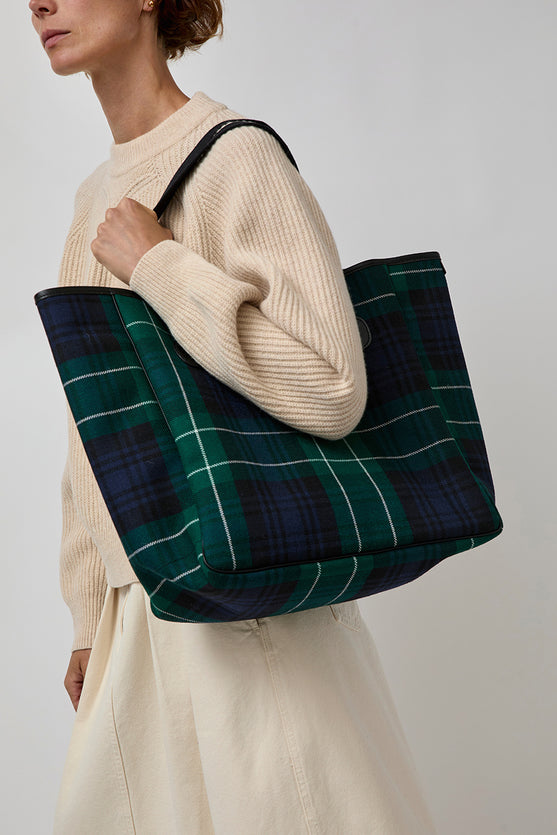Brady Small Carryall in Green Tartan Wool