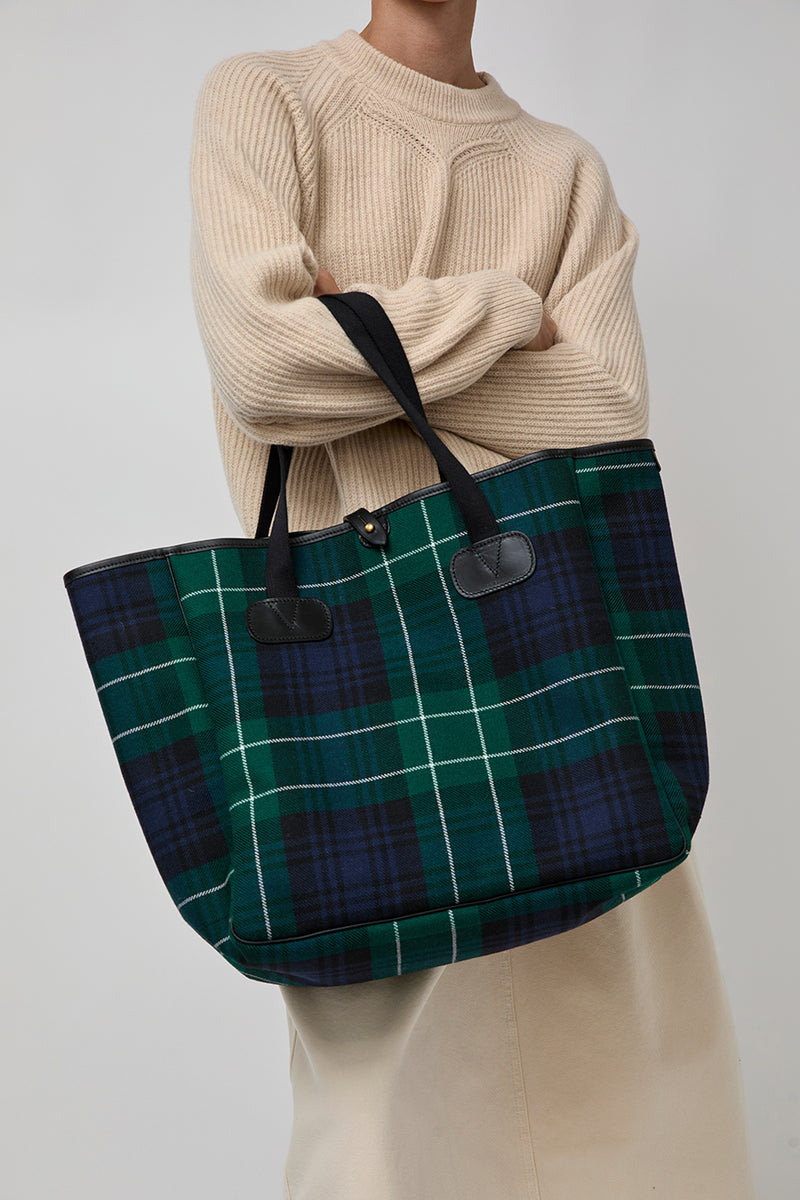 Brady Small Carryall in Green Tartan Wool