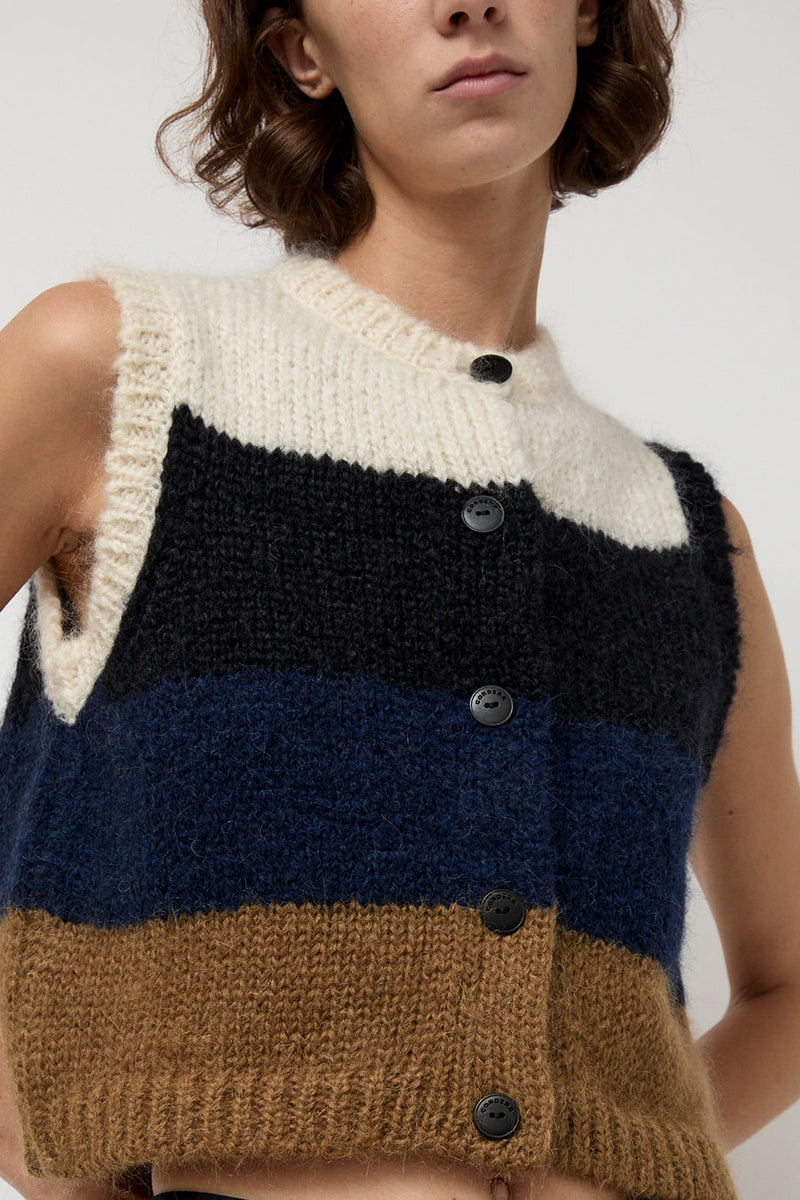 CORDERA Alpaca Mohair Waistcoat in Stripe