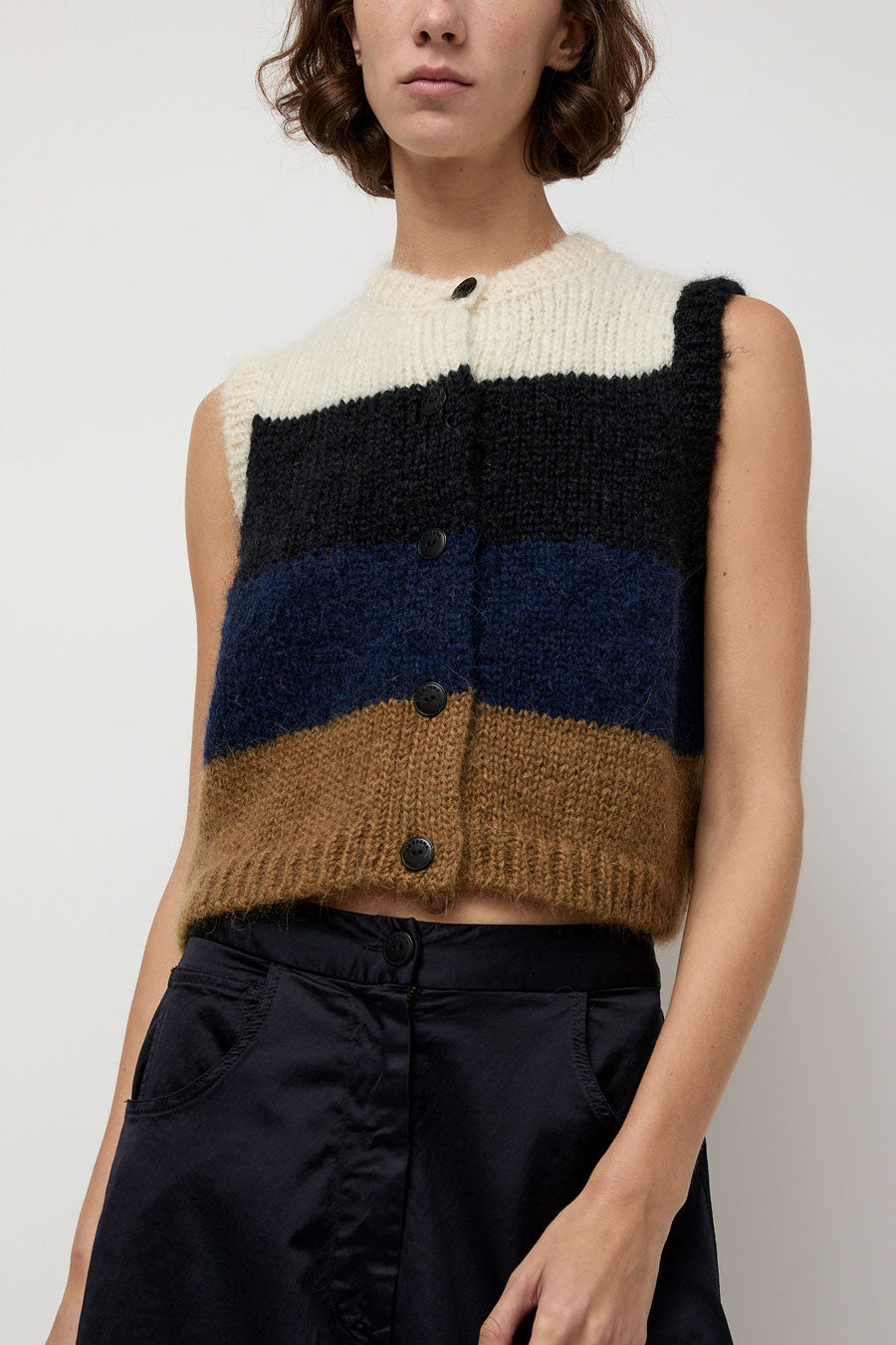 CORDERA Alpaca Mohair Waistcoat in Stripe