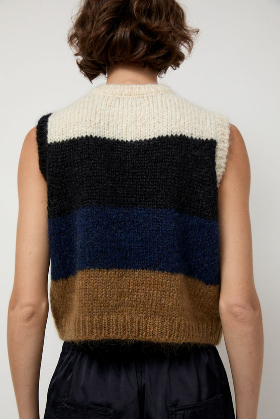 CORDERA Alpaca Mohair Waistcoat in Stripe