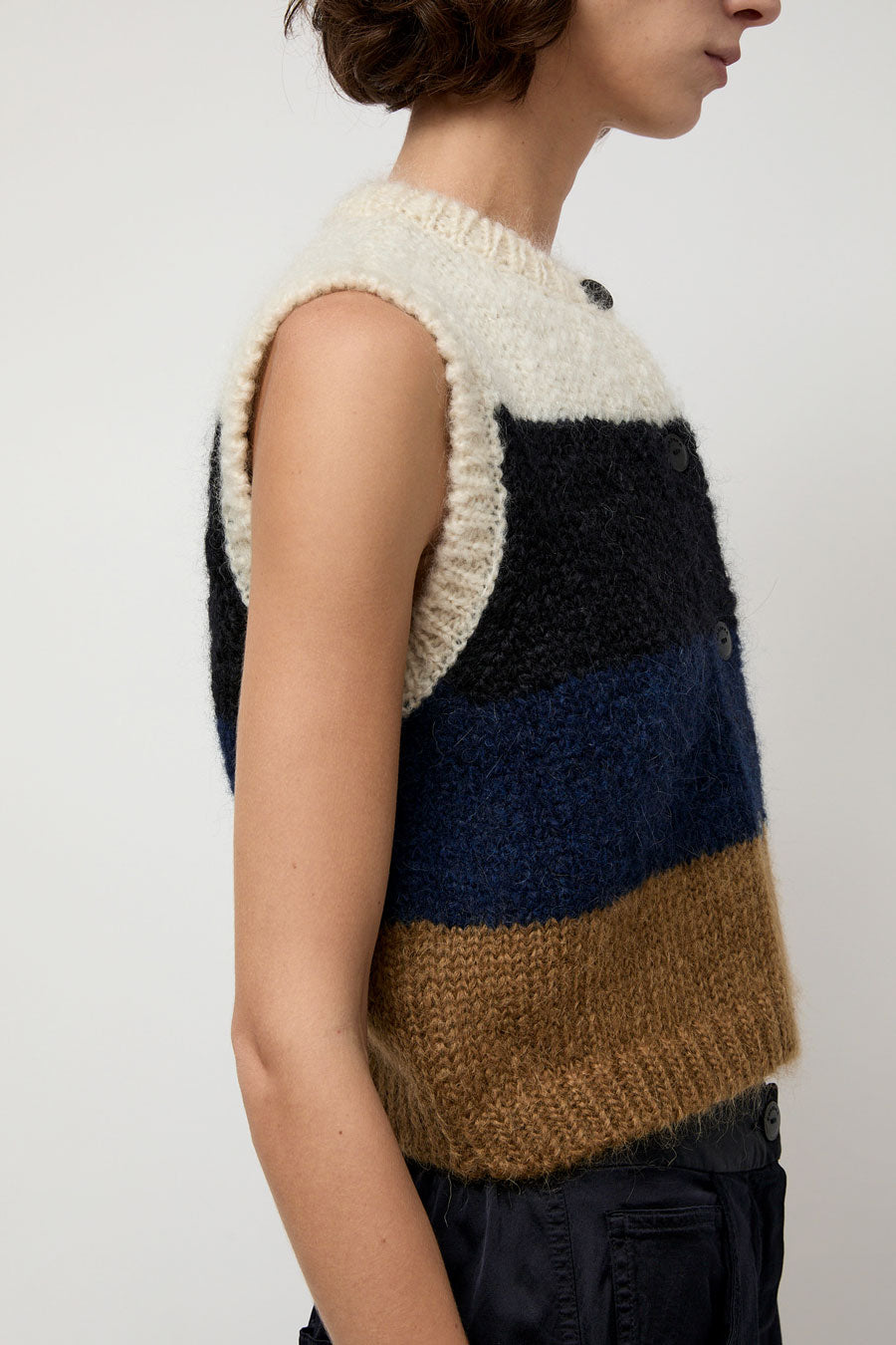 CORDERA Alpaca Mohair Waistcoat in Stripe