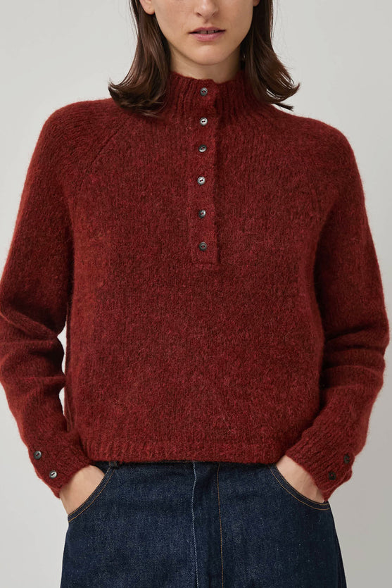 CORDERA Baby Alpaca Polo Sweater in Terracotta