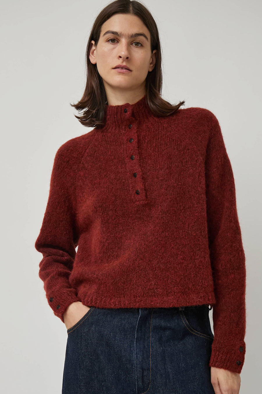 CORDERA Baby Alpaca Polo Sweater in Terracotta
