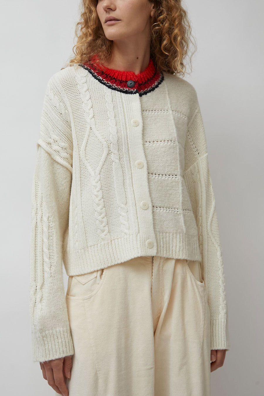 CORDERA Baby Alpaca Textured Cardigan in Cream