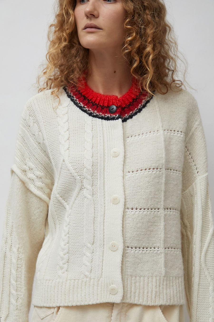 CORDERA Baby Alpaca Textured Cardigan in Cream