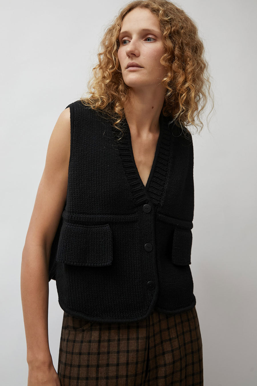 CORDERA Cotton Pocket Waistcoat in Black