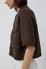 CORDERA Cotton Stitched Top in Brown