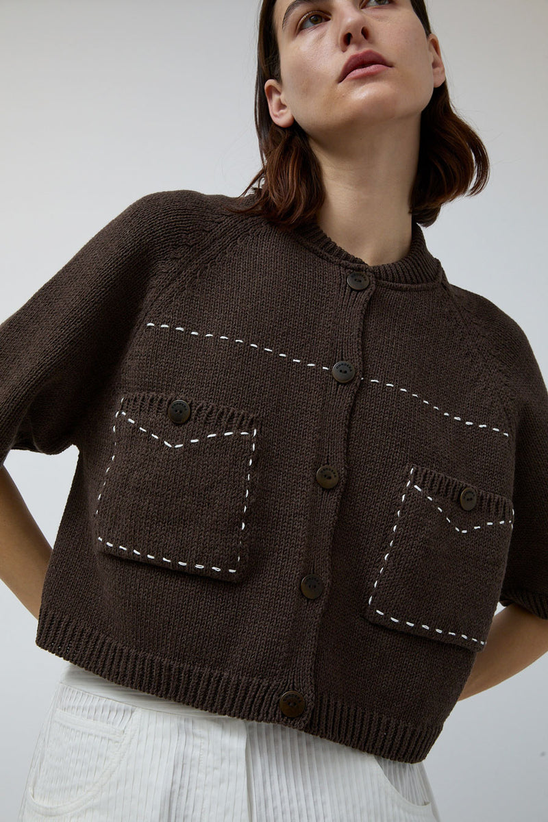 CORDERA Cotton Stitched Top in Brown