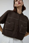 CORDERA Cotton Stitched Top in Brown