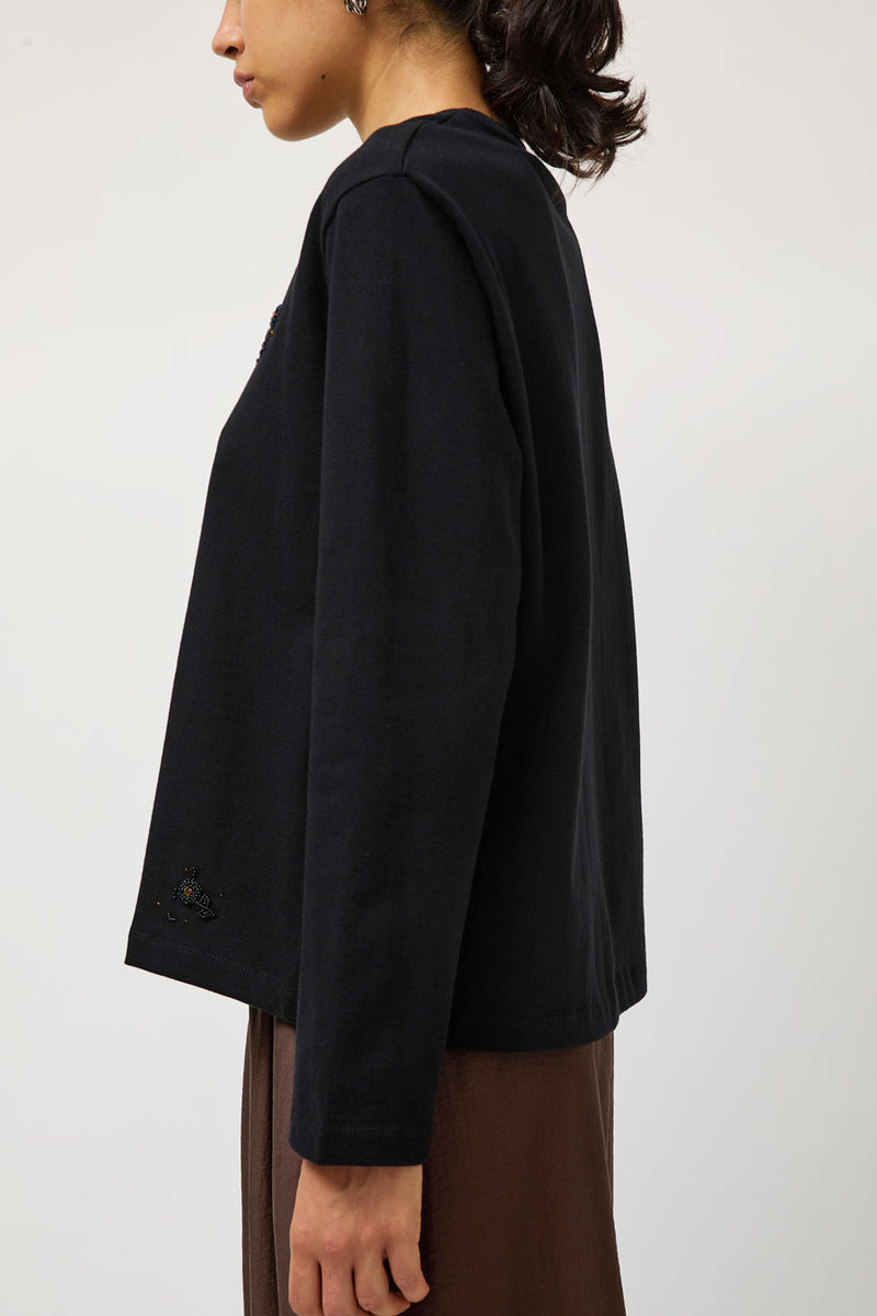 CORDERA Embellished Long Sleeve Tee in Black