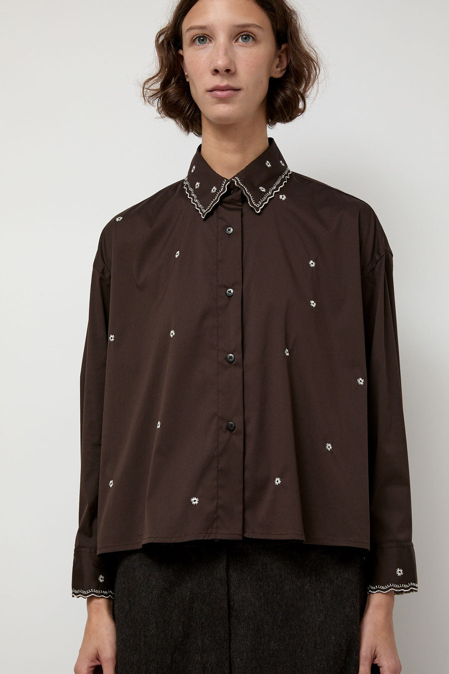 CORDERA Embroidery Shirt in Chocolate