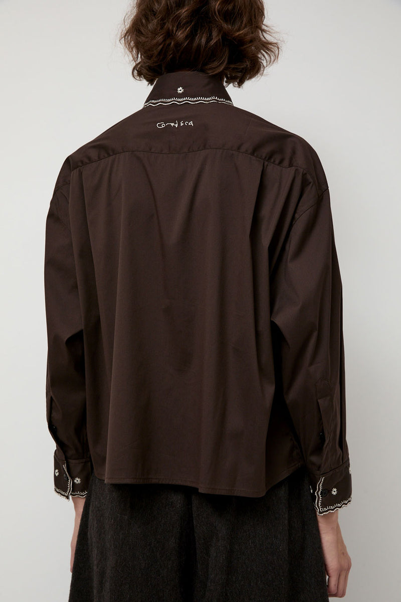 CORDERA Embroidery Shirt in Chocolate