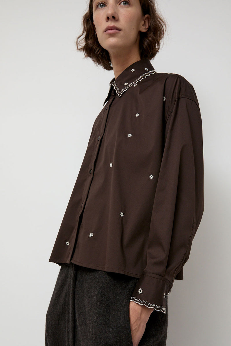 CORDERA Embroidery Shirt in Chocolate