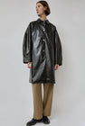 CORDERA Faux Scratched Leather Coat in Dark Brown