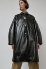 CORDERA Faux Scratched Leather Coat in Dark Brown