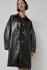 CORDERA Faux Scratched Leather Coat in Dark Brown