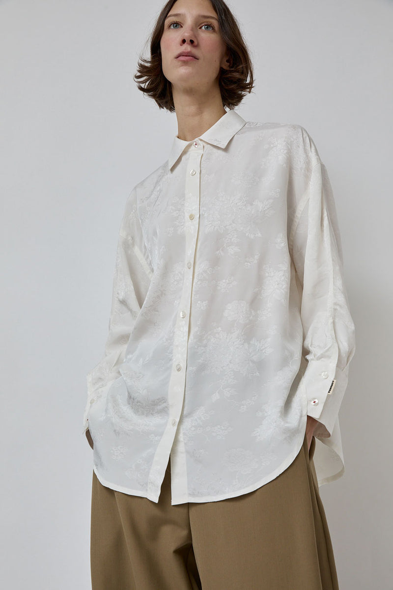 CORDERA Flower Jacquard Shirt in White