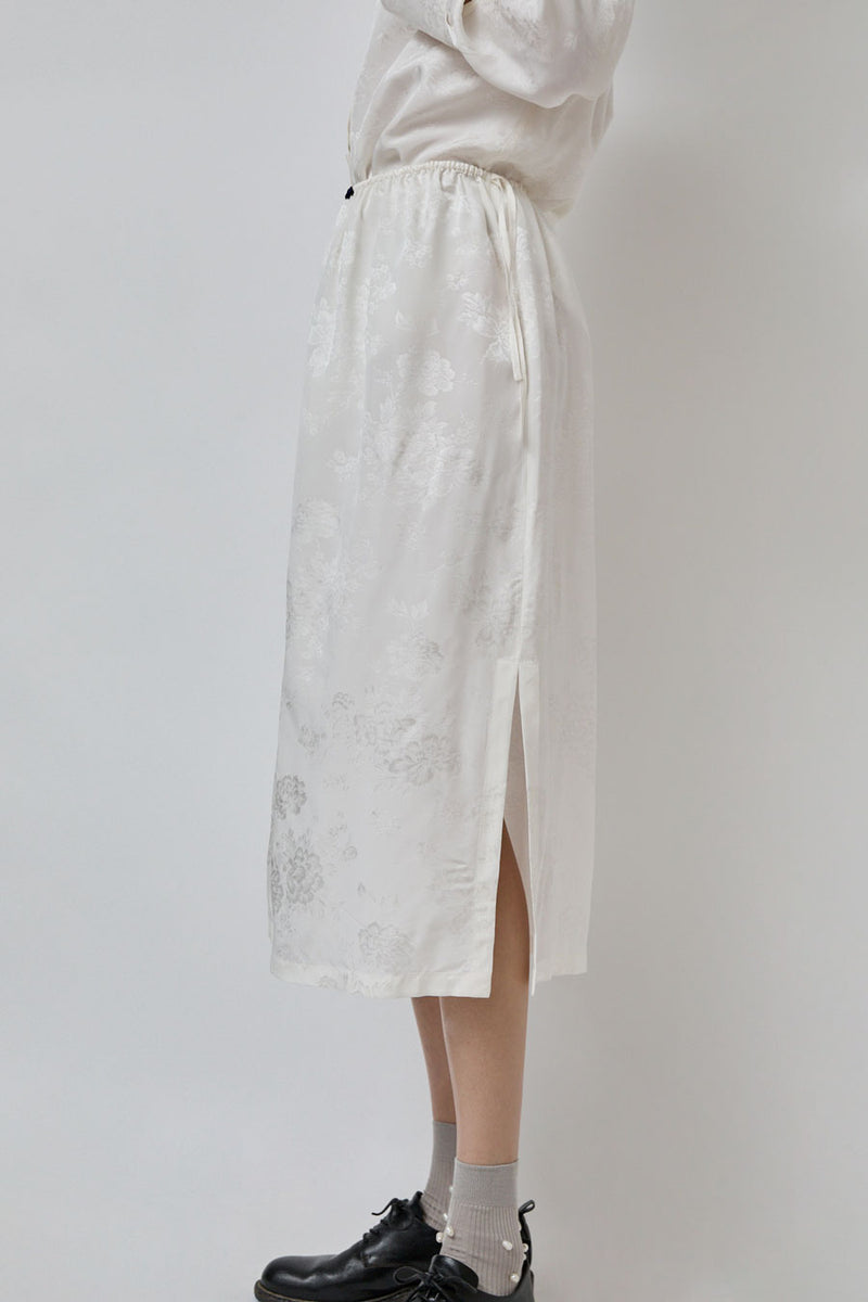 CORDERA Flower Jacquard Skirt in White