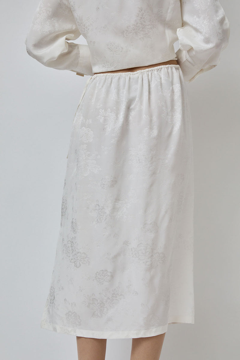 CORDERA Flower Jacquard Skirt in White