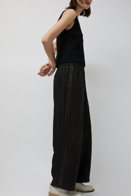 CORDERA Linen Pant with Lace in Black