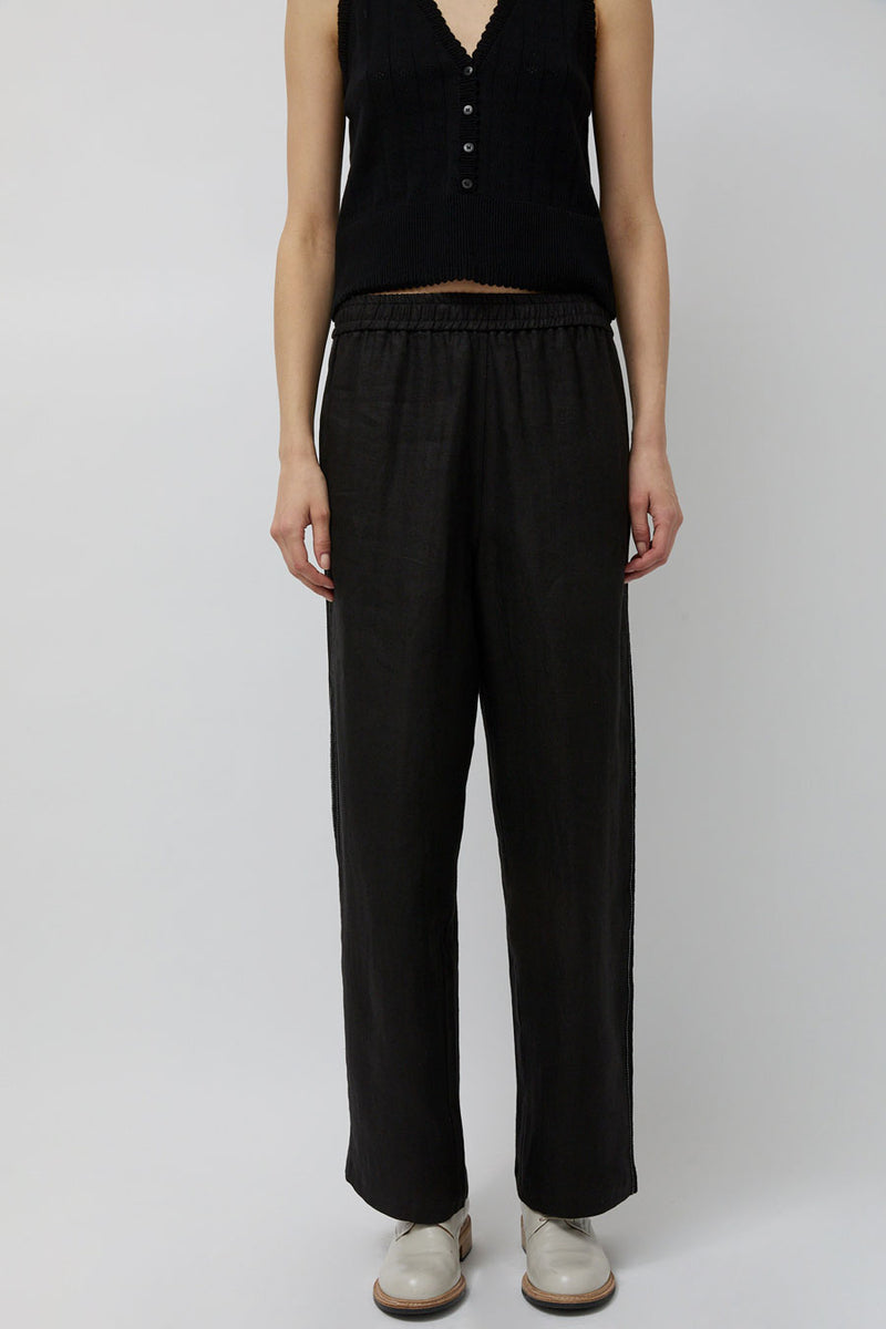 CORDERA Linen Pant with Lace in Black