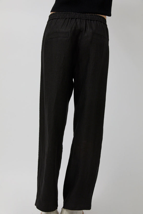 CORDERA Linen Pant with Lace in Black