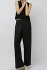 CORDERA Linen Pant with Lace in Black