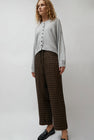 CORDERA Linen Relaxed Checkered Pants in Brown