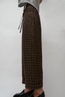 CORDERA Linen Relaxed Checkered Pants in Brown