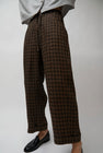 CORDERA Linen Relaxed Checkered Pants in Brown