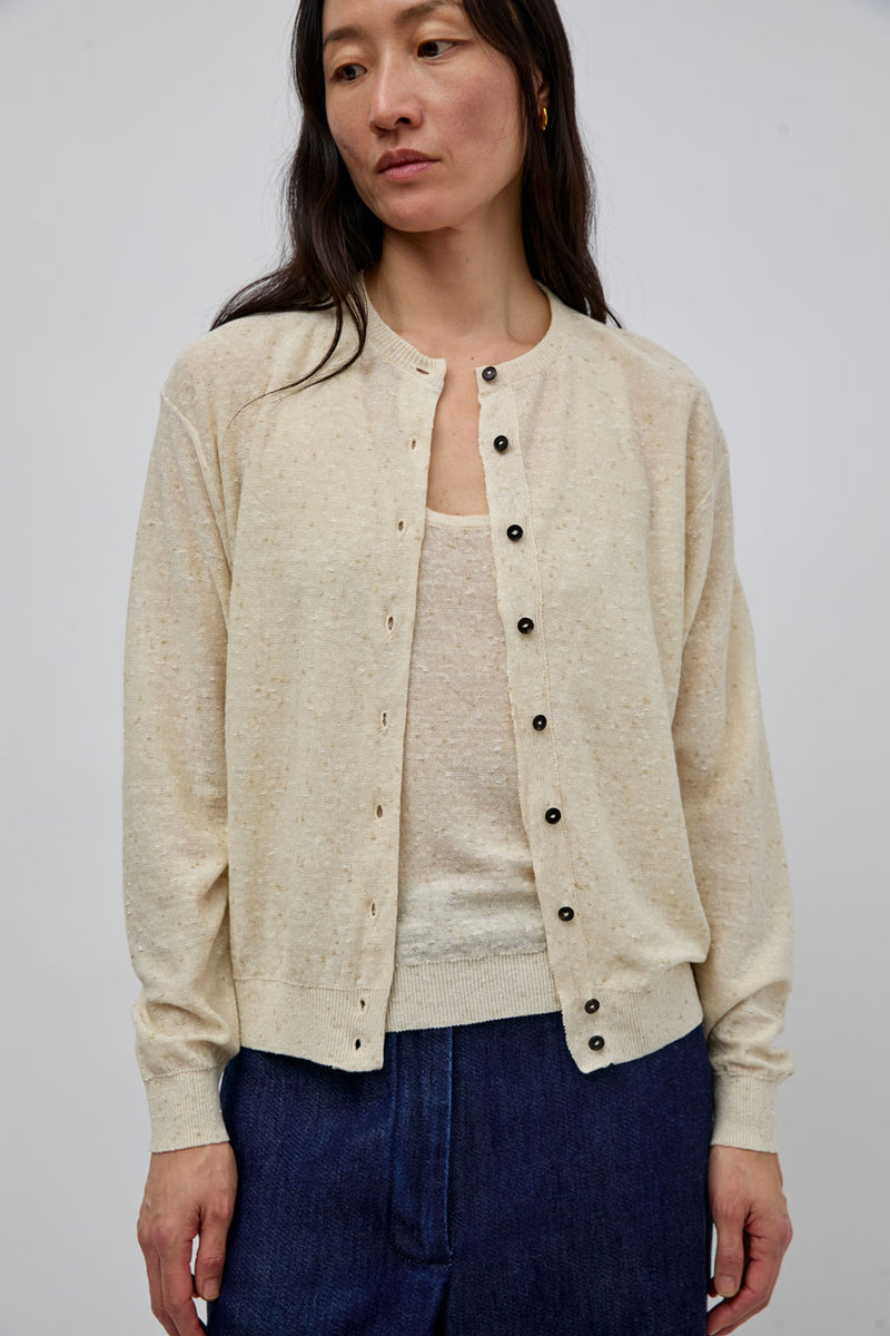 CORDERA Linen and Cotton Flecked Tank Top in Cream