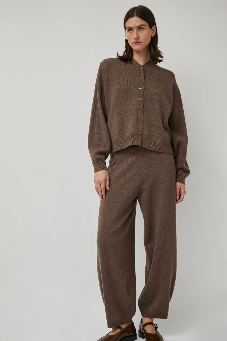 CORDERA Merino Curved Wool Pants in Taupe