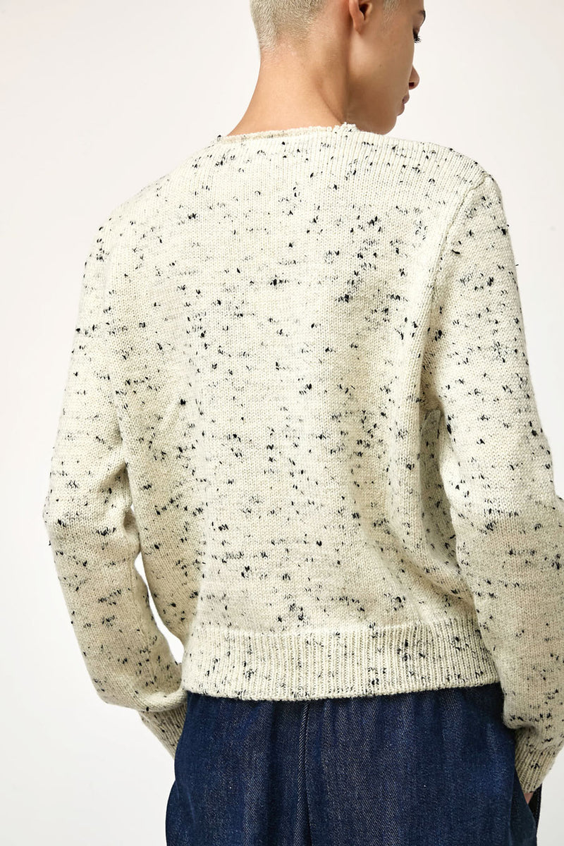 CORDERA Merino Wool Flecked Cardigan in Natural