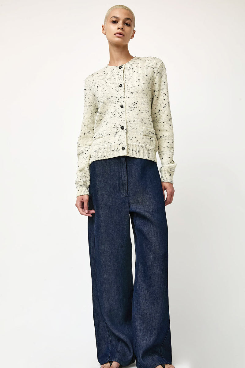 CORDERA Merino Wool Flecked Cardigan in Natural
