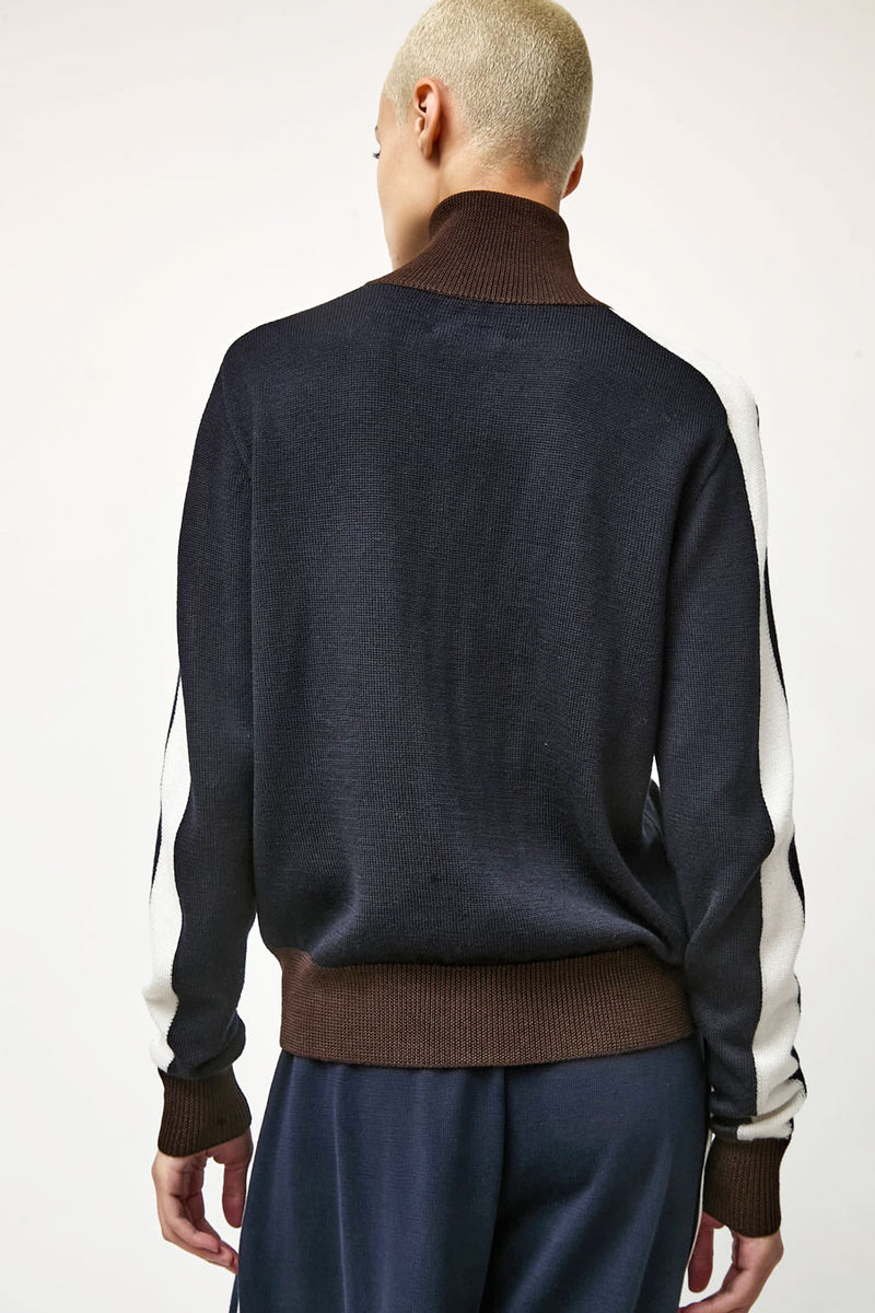 CORDERA Merino Wool Sporty Cardigan in Navy