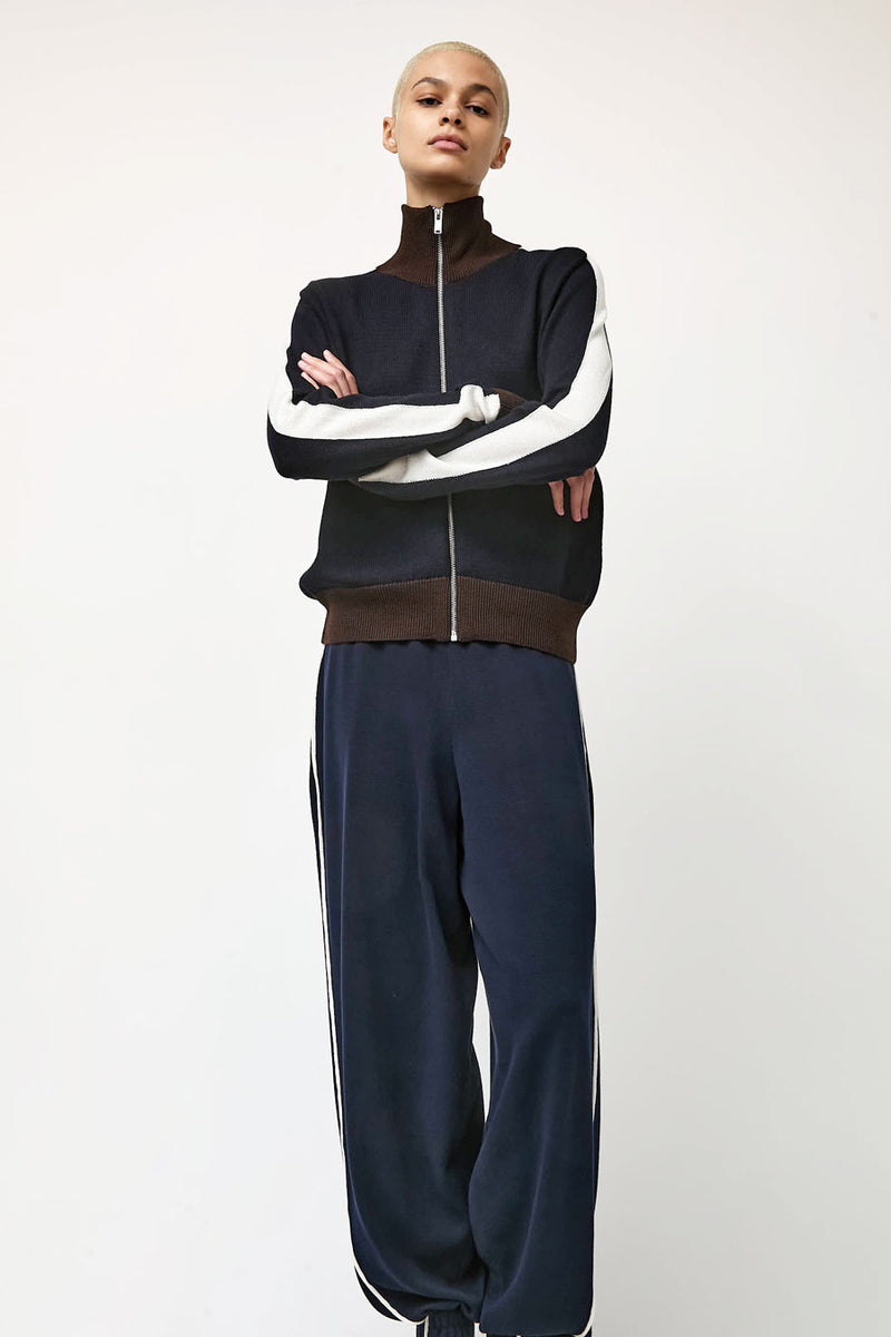 CORDERA Merino Wool Sporty Cardigan in Navy