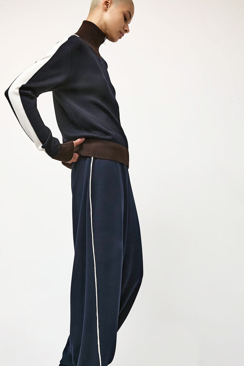 CORDERA Merino Wool Sporty Cardigan in Navy