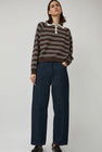 CORDERA Merino Wool Striped Polo in Brown