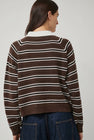 CORDERA Merino Wool Striped Polo in Brown