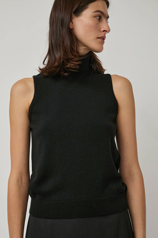 CORDERA Merino Wool Turtleneck Vest in Black