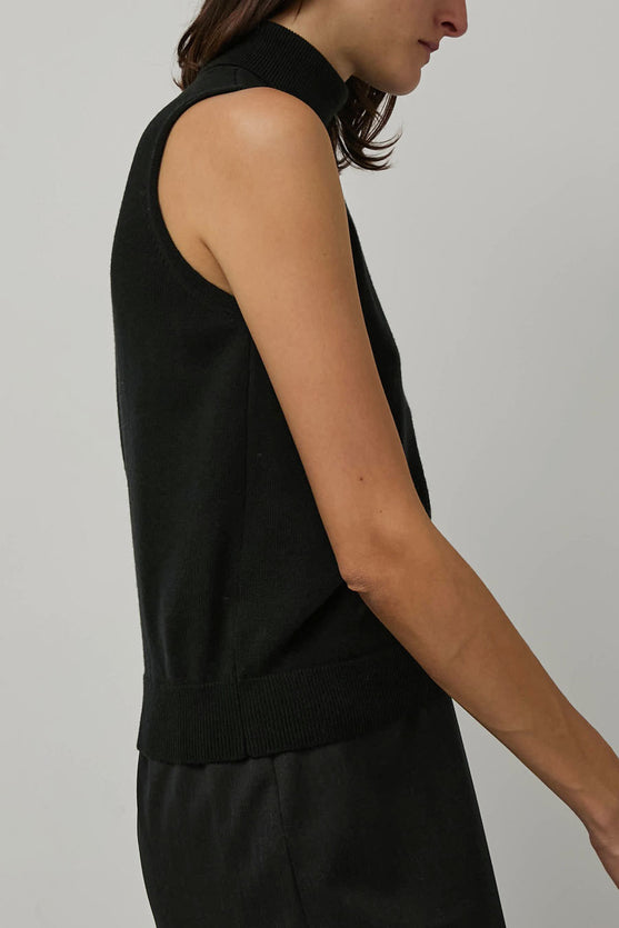 CORDERA Merino Wool Turtleneck Vest in Black