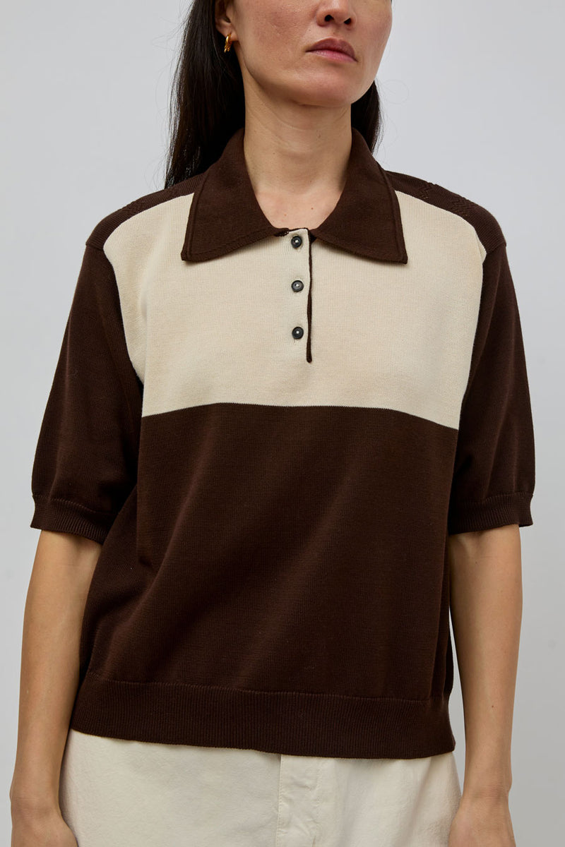 CORDERA Organic Cotton Colorblock Polo in Brown – No.6 Store