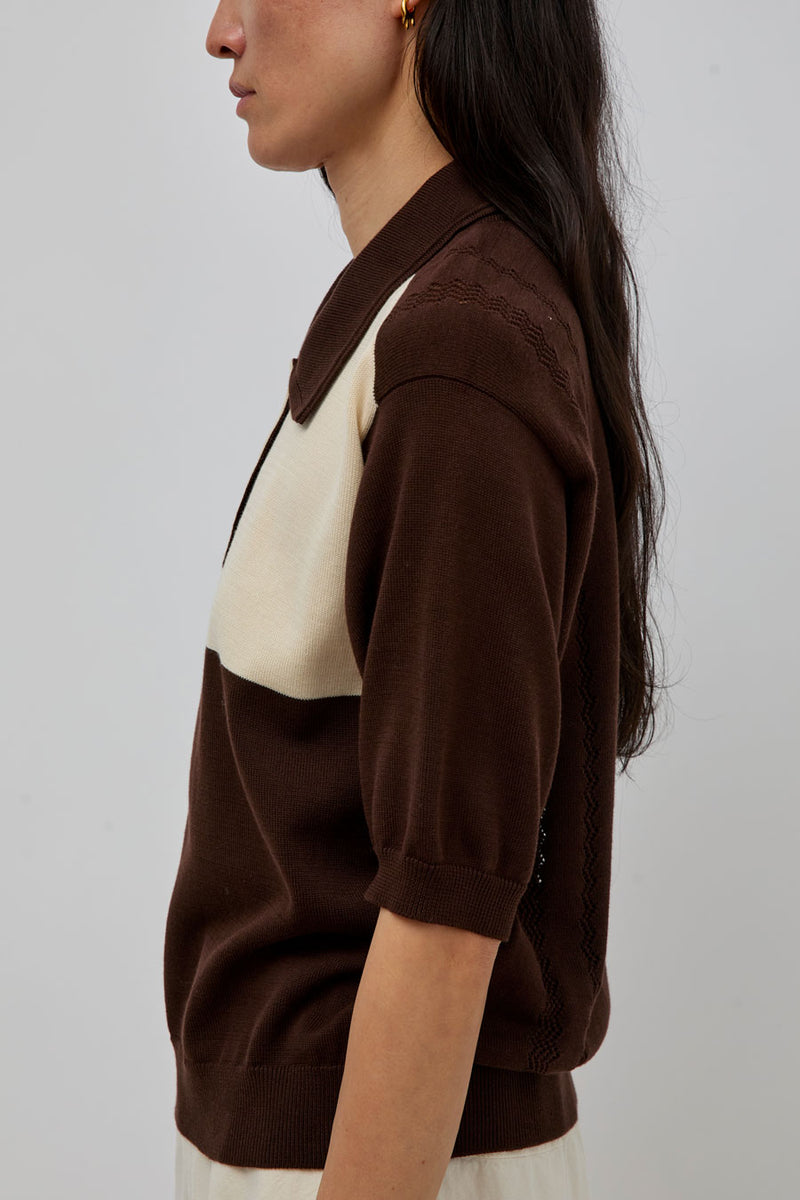 CORDERA Organic Cotton Colorblock Polo in Brown – No.6 Store