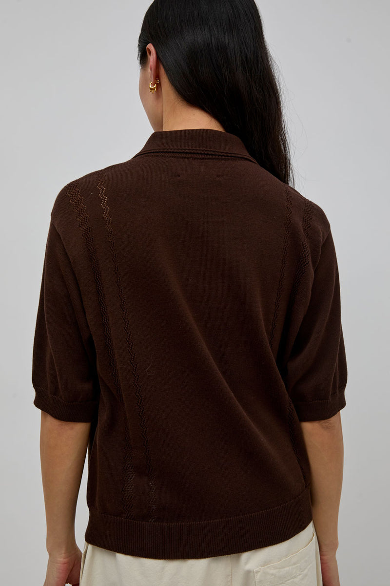 CORDERA Organic Cotton Colorblock Polo in Brown