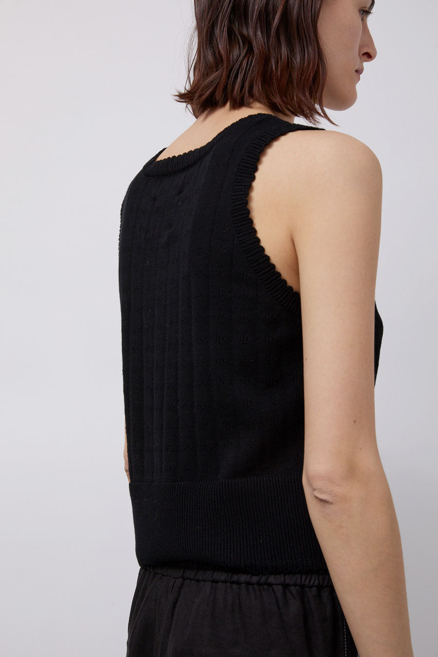 CORDERA Organic Cotton Pointelle Waistcoat in Black