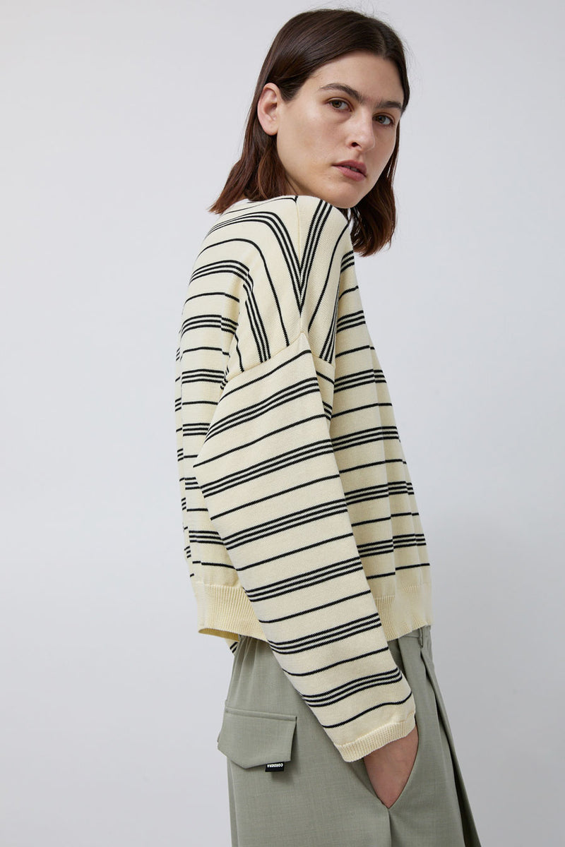 CORDERA Organic Cotton Polo Sweater in Stripe