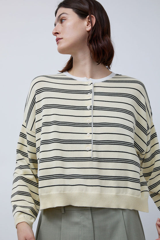 CORDERA Organic Cotton Polo Sweater in Stripe