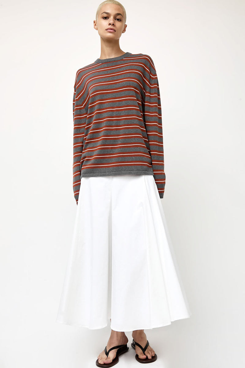 CORDERA Organic Cotton Striped Long Sleeve Tee in Charcoal