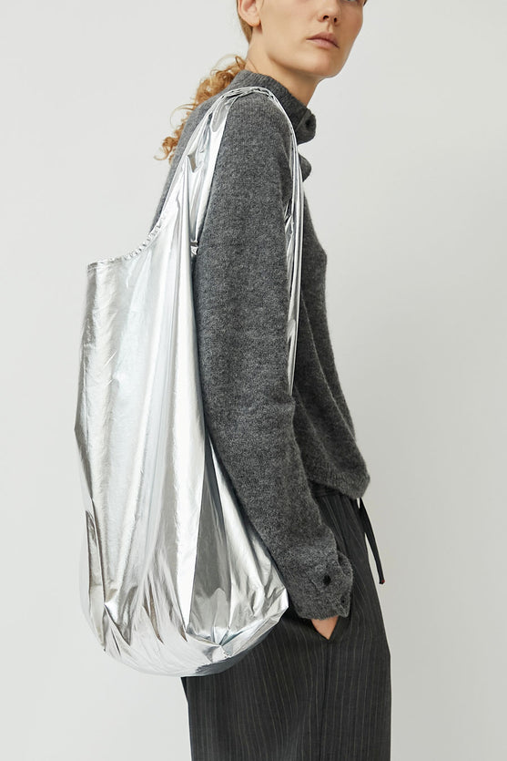 CORDERA Cotton and Silk Hobo Bag in Silver